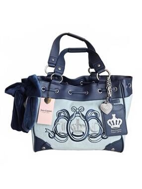 Juicy Couture Lovers Club Daydreamer Tote Bag Pastel Turquoise & Regal Blue NWT